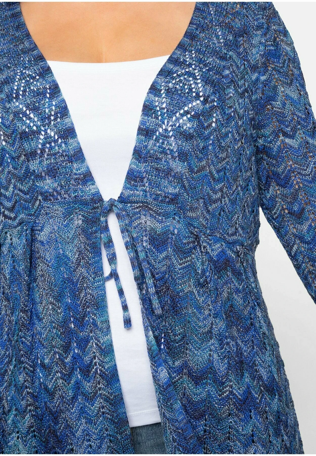 Sheego Chaqueta De Punto - Blau Meliert 4 Sheego Chaqueta De Punto - Blau Meliert - Imagen 4