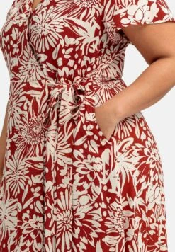 Sheego Vestido Largo - Rot Gemustert -Sheego Ventas 0f2492e82e824938bb3b6c539e56b916