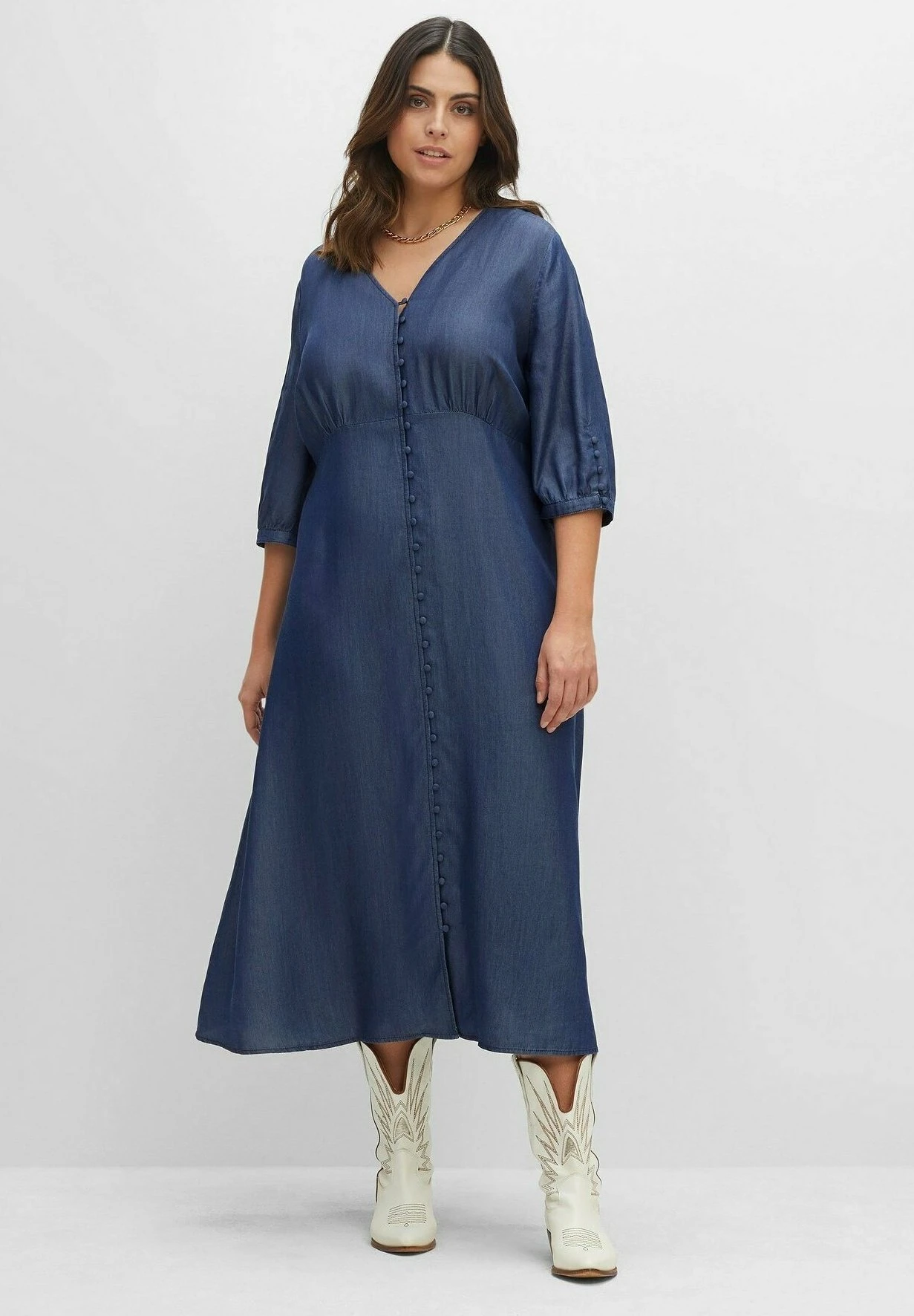 Sheego Vestido Camisero - Dark Blue Denim 1 Sheego Vestido Camisero - Dark Blue Denim