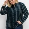 Sheego Camisa - Nachtblau Gestreift