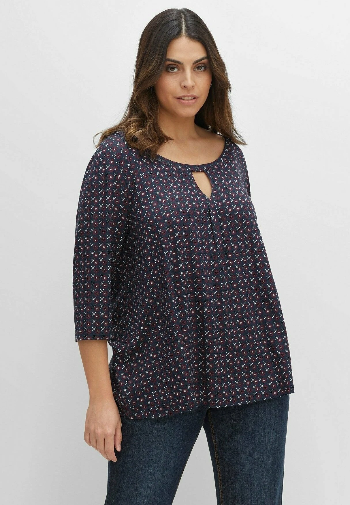 Sheego 3/4-Arm - Camiseta De Manga Larga - Nachtblau Bedruckt 1 Sheego 3/4-Arm - Camiseta De Manga Larga - Nachtblau Bedruckt