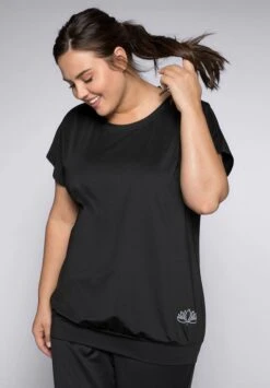 Sheego Camiseta Deportiva - Schwarz