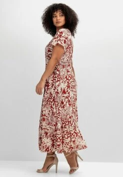 Sheego Vestido Largo - Rot Gemustert -Sheego Ventas 1ca3cfe64230472598df4407044e0aba