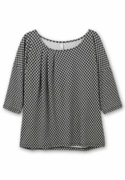 Sheego Camiseta De Manga Larga - Schwarz/Weiß -Sheego Ventas 2645dfbeae2f4ea2b7a581a03fe6f364