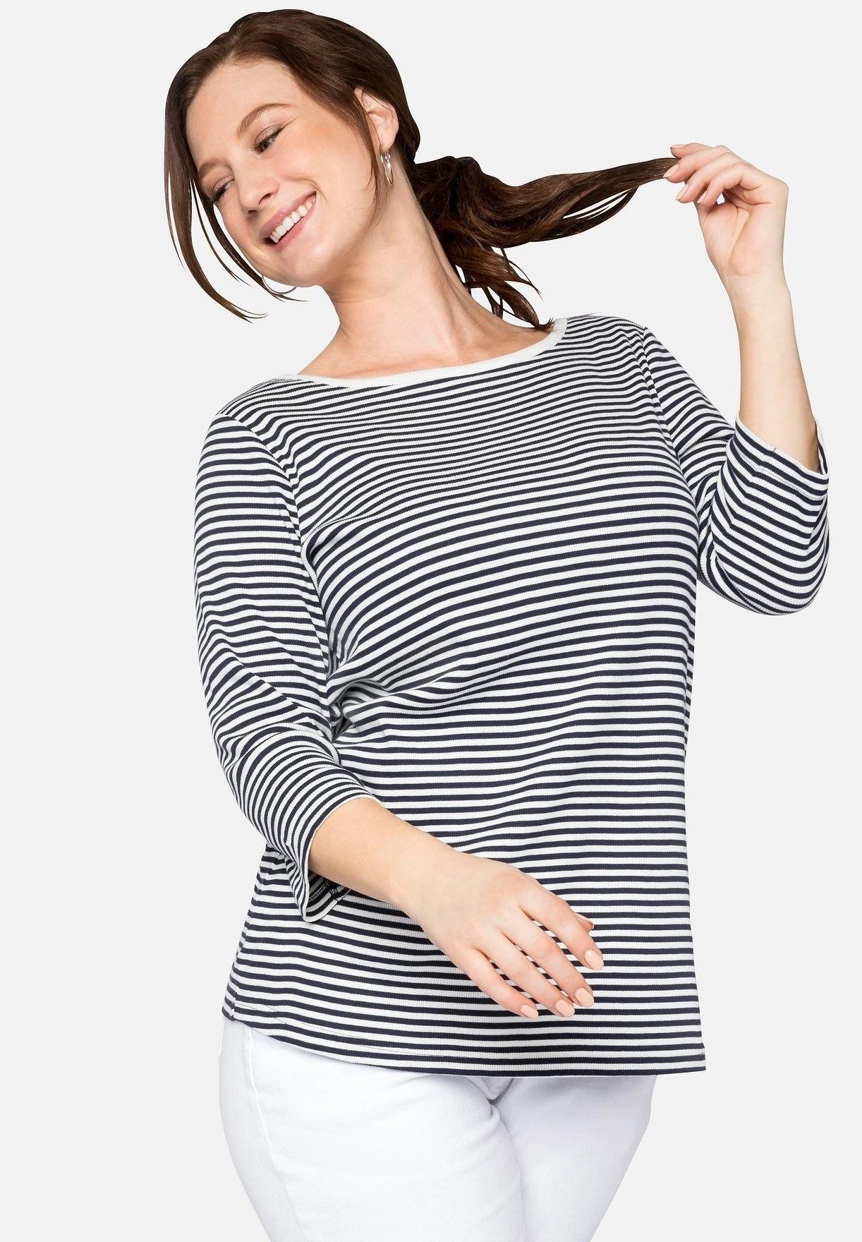 Sheego Camiseta De Manga Larga - Marine 1 Sheego Camiseta De Manga Larga - Marine