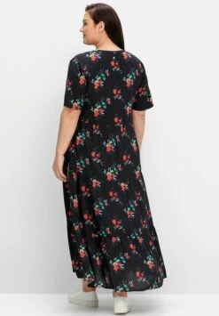 Sheego Vestido Largo - Schwarz Gemustert -Sheego Ventas 33ec232d91fc4447885fe45086505c75