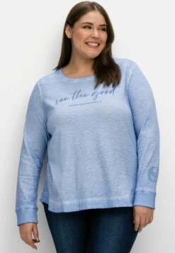 Sheego Camiseta De Manga Larga - Mittelblau