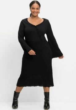 Sheego Vestido De Punto - Schwarz