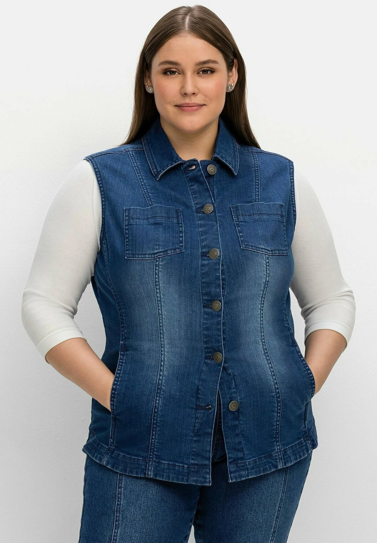 Sheego Chaleco - Blue Denim 1 Sheego Chaleco - Blue Denim