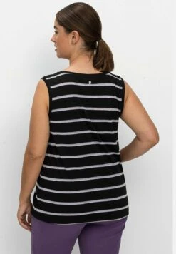 Sheego Top - Schwarz Gestreift -Sheego Ventas 54e04cde37694ddaa057e571a1b26d85