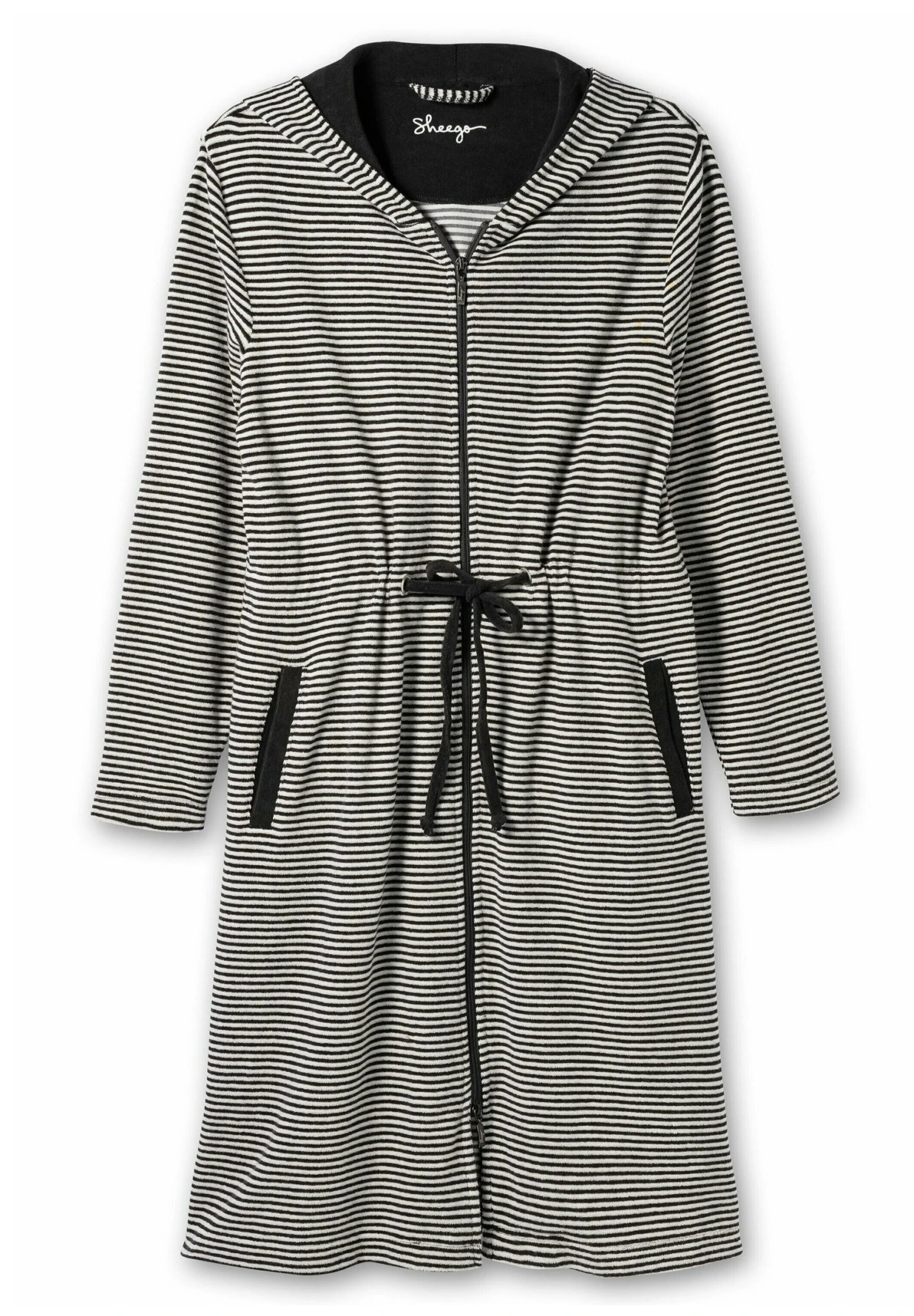 Sheego Albornoz - Grau Gestreift 5 Sheego Albornoz - Grau Gestreift - Imagen 5