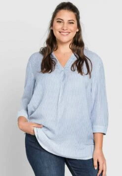 Sheego Túnica - Hellblau Weiß