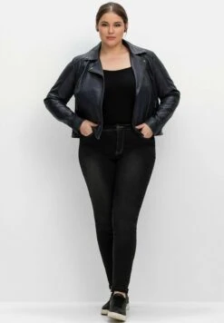 Sheego Chaqueta De Cuero - Nachtblau