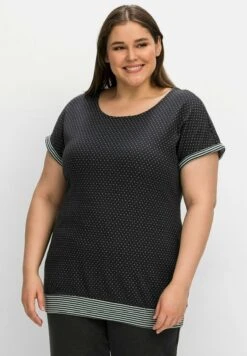 Sheego Camiseta Estampada - Anthrazit Gemustert