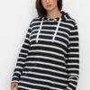 Sheego Jersey Con Capucha - Nachtblau Gestreift