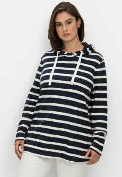 Sheego Jersey Con Capucha - Nachtblau Gestreift