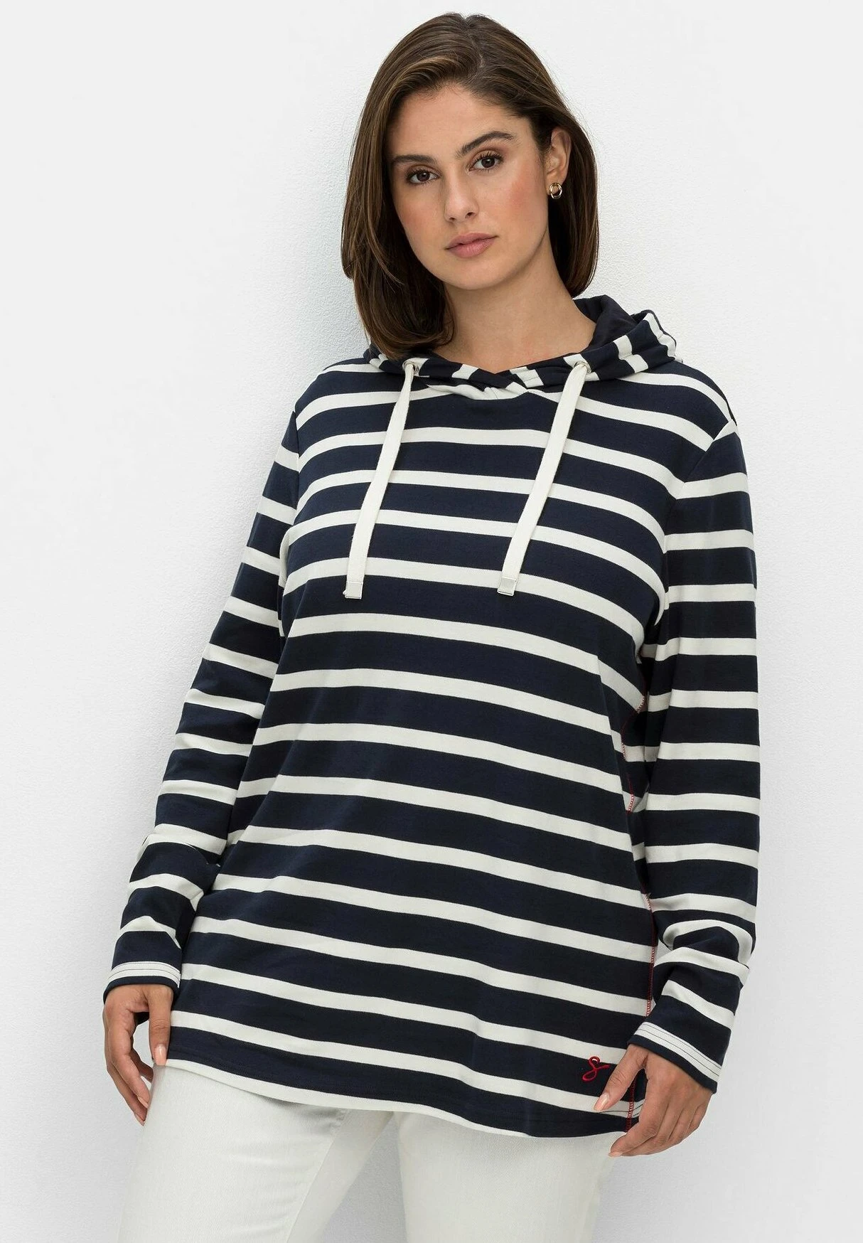 Sheego Jersey Con Capucha - Nachtblau Gestreift 1 Sheego Jersey Con Capucha - Nachtblau Gestreift