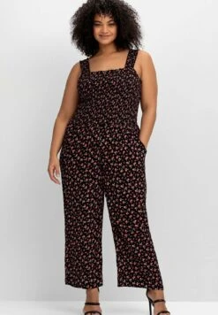 Sheego Overall - Mono - Schwarz Gemustert