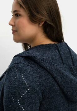 Sheego Chaqueta De Punto - Nachtblau Meliert -Sheego Ventas 64ab042bdb10473886fedf020910ef48