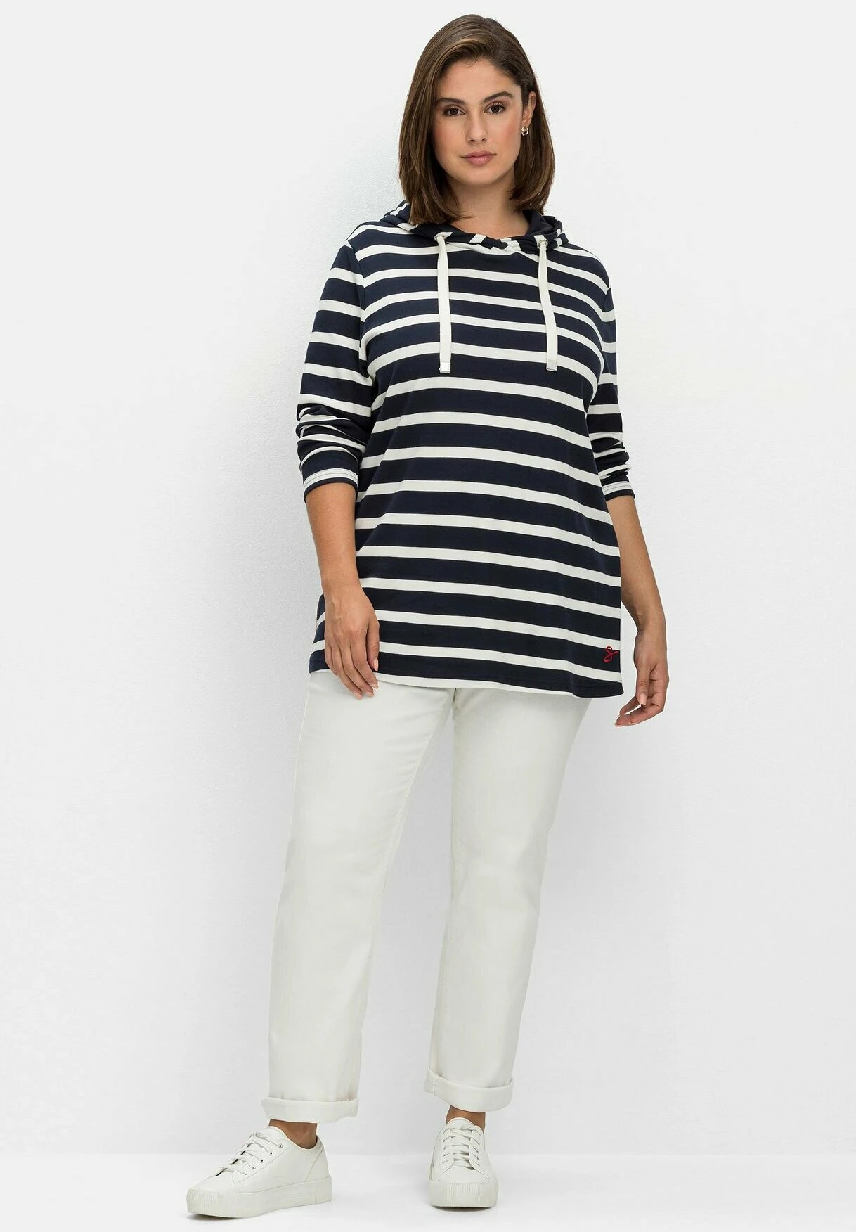 Sheego Jersey Con Capucha - Nachtblau Gestreift 2 Sheego Jersey Con Capucha - Nachtblau Gestreift - Imagen 2