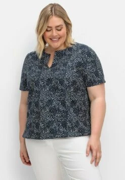 Sheego Blusa - Nachtblau Gemustert