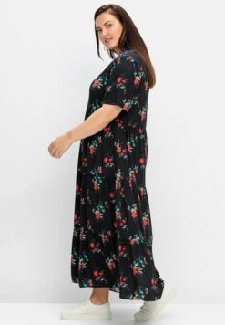 Sheego Vestido Largo - Schwarz Gemustert -Sheego Ventas 78e6a06986da4c82befb55fcf8478384