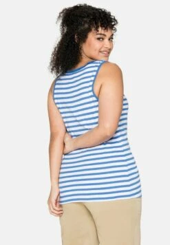 Sheego Top - Jeansblau/Weiß -Sheego Ventas 7f6af123090741e2b65a541252bdb7e2