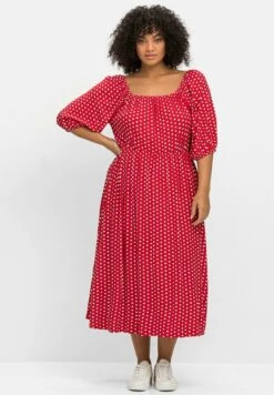 Sheego Vestido Ligero - Rot Gemustert