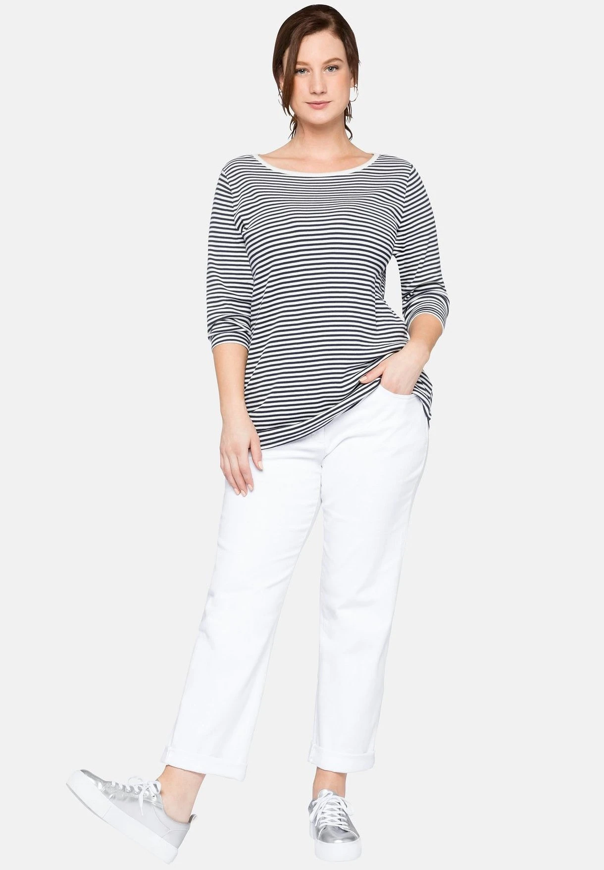 Sheego Camiseta De Manga Larga - Marine 2 Sheego Camiseta De Manga Larga - Marine - Imagen 2