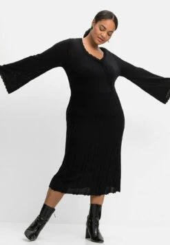 Sheego Vestido De Punto - Schwarz -Sheego Ventas 8d7f3a4b2f774b698274f6083f062c17