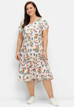 Sheego Vestido Informal - Weiß/Gemustert