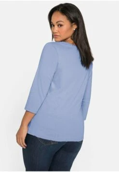 Sheego Camiseta De Manga Larga - Mittelblau -Sheego Ventas 97e552d6ba444657b7b9cd100bb56297