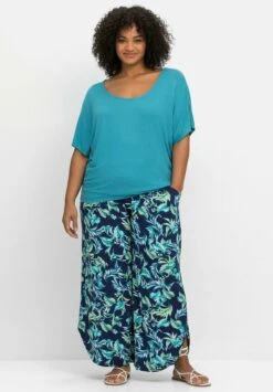 Sheego Pantalones - Marine Bedruckt