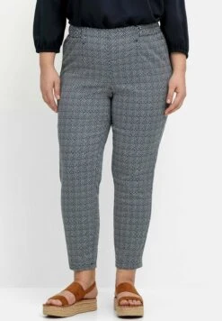 Sheego Schmale - Pantalones - Nachtblau Offwhite