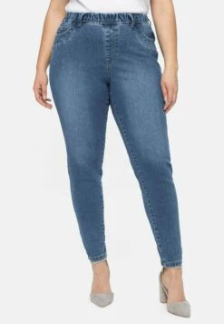 Sheego Jeggings - Light Blue Used Denim