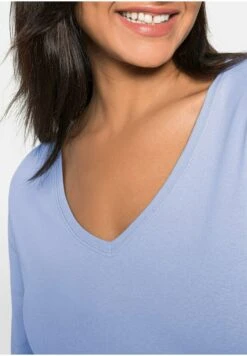 Sheego Camiseta De Manga Larga - Mittelblau -Sheego Ventas b7550cfd82ed419bb929c95cf7540c1d