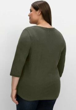 Sheego Camiseta De Manga Larga - Dunkeloliv -Sheego Ventas b830b8f1bfde45ceb33958fce9e003ab