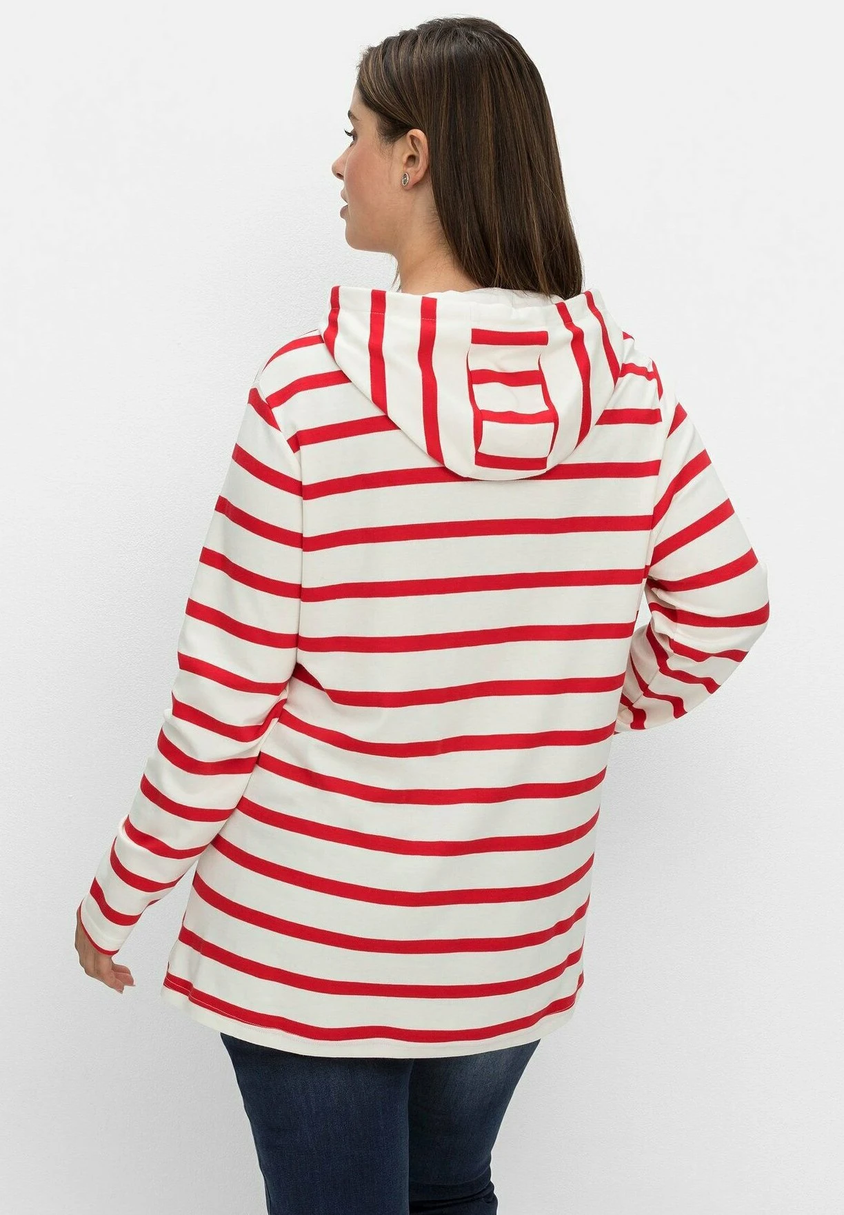 Sheego Jersey Con Capucha - Offwhite Gestreift 3 Sheego Jersey Con Capucha - Offwhite Gestreift - Imagen 3