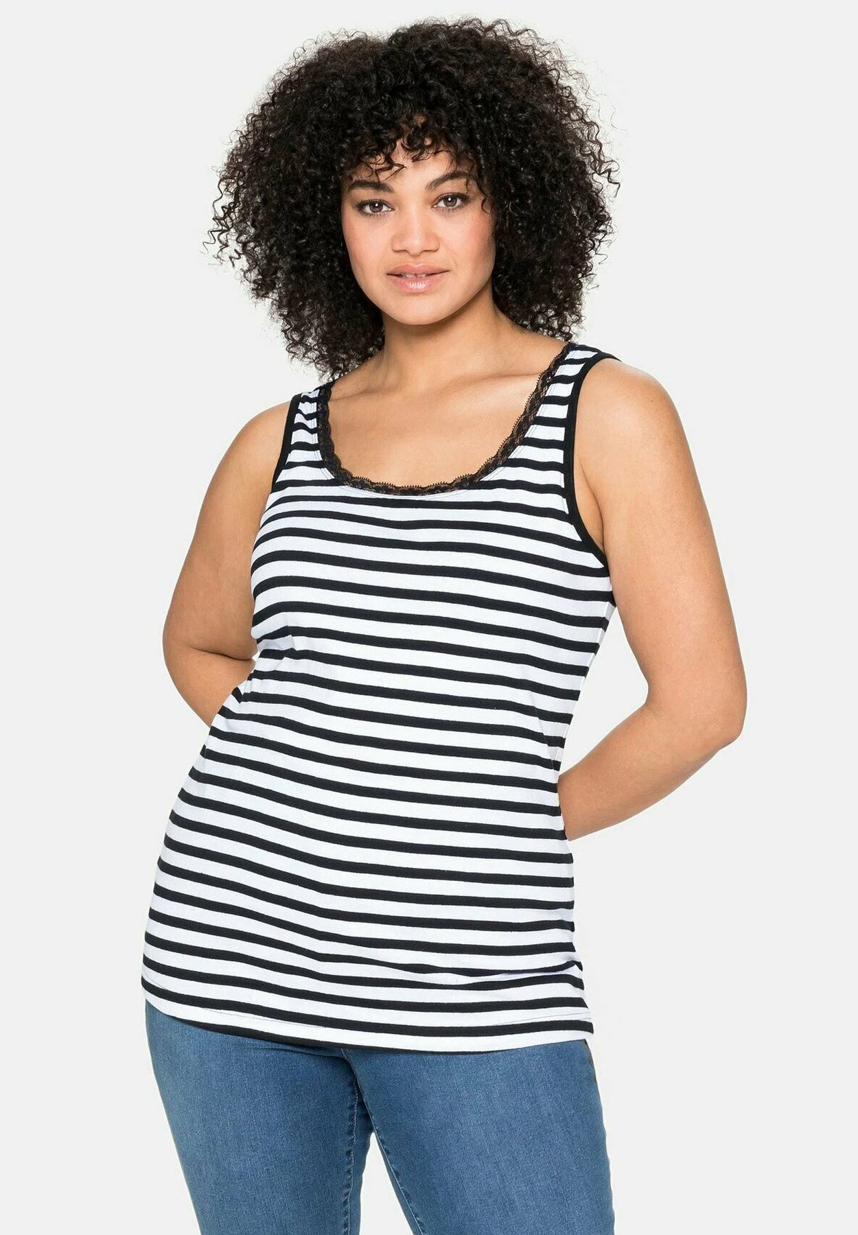 Sheego Top - Black/ White 1 Sheego Top - Black/ White