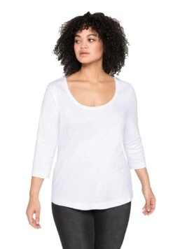 Sheego Camiseta De Manga Larga - Weiß