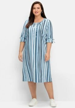 Sheego Midi - Vestido Ligero - Blau Gestreift