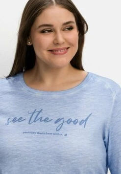 Sheego Camiseta De Manga Larga - Mittelblau -Sheego Ventas bf710c192e9d4ed29325d52341275bed