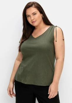 Sheego Top - Dunkeloliv