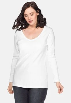 Sheego Langarm - Camiseta De Manga Larga - White