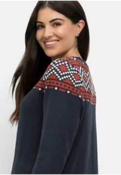 Sheego Vestido De Punto - Nachtblau Gemustert -Sheego Ventas cda573bcc1204384a3f0b95774dbb82a