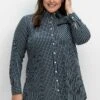 Sheego Long - Camisa - Nachtblau Gestreift