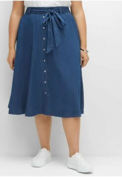 Sheego Falda Acampanada - Blue Denim