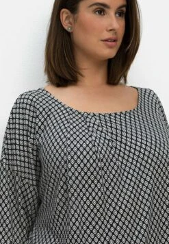 Sheego Camiseta De Manga Larga - Schwarz/Weiß -Sheego Ventas db818bfa02a5487f91fbb5659206e4e7