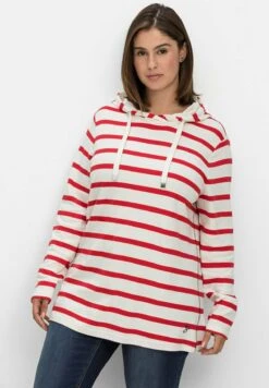 Sheego Jersey Con Capucha - Offwhite Gestreift