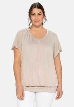 Sheego Camiseta Estampada - Beigefarben